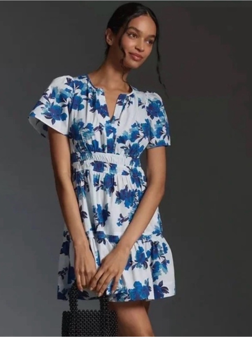 Somerset Mini Dress in White and Blue.